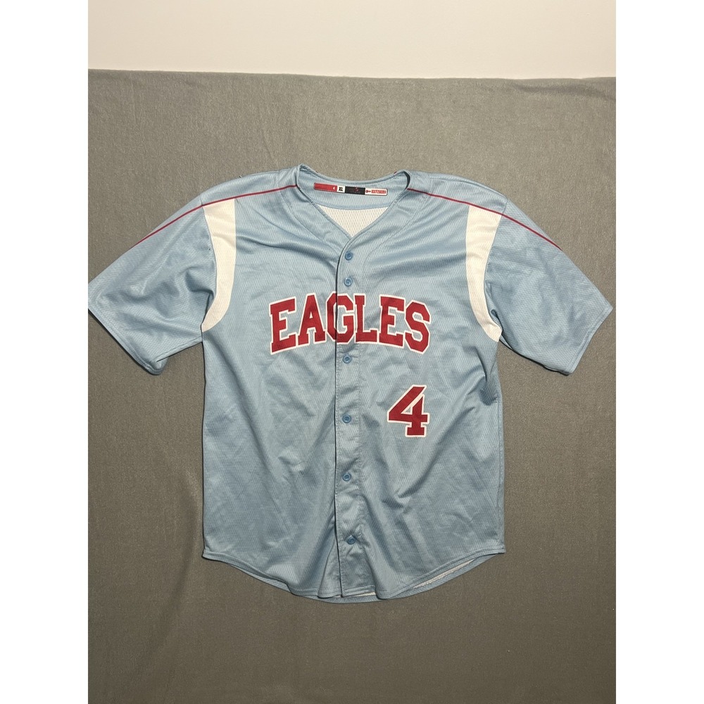PRO SPHERE Eagles Baseball Jersey Light Blue Red White #4 Men's XL Button Up